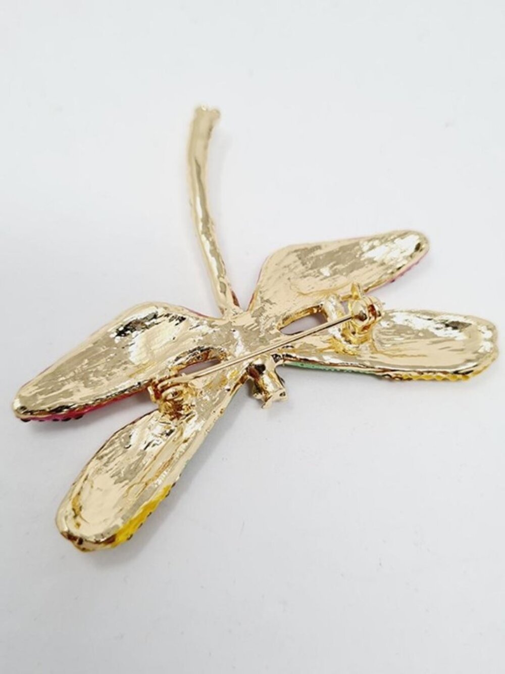 Dragonfly Brooch Set – Two Colorful Rhinestone Statement Pins - Picture 3 of 6